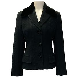 Dolce & Gabbana Vintage Black Wool Boucle Jacket Black