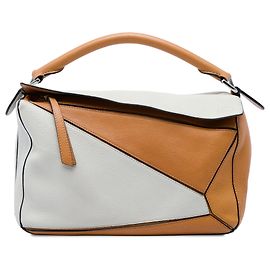 Bolsa Puzzle Medium em pele de vitela bicolor castanha LOEWE Marrom