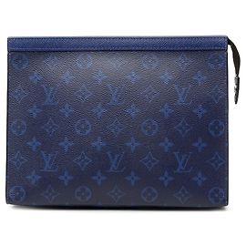 Blue Louis Vuitton Monogram Taigarama Pochette Voyage MM Clutch Bag Blue