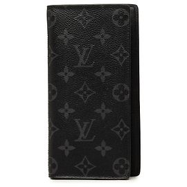 Black Louis Vuitton Monogram Eclipse Brazza Long Wallet Black