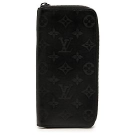 Black Louis Vuitton Monogram Shadow Vertical Zippy Long Wallet Black