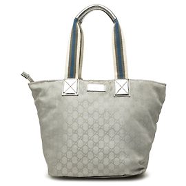 Silver Gucci GG Canvas Web Tote Silvery