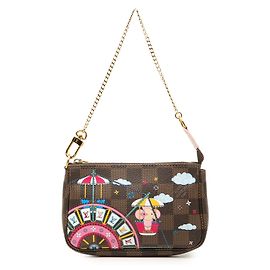 Mini Pochette Accessoires Louis Vuitton Damier Ebene Vivienne Holiday Marrone Marrone