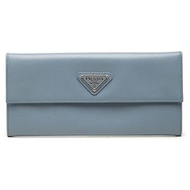 Portafoglio lungo Continental Prada Saffiano blu Blu