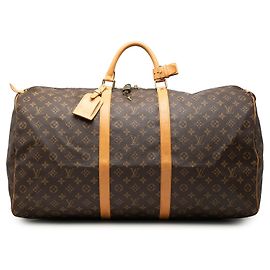 Bolso de viaje Louis Vuitton Monogram Keepall 60 Marrón Castaño