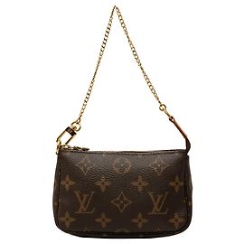 Bolso de mano Louis Vuitton Monogram Mini Pochette Accessoires Marrón Castaño