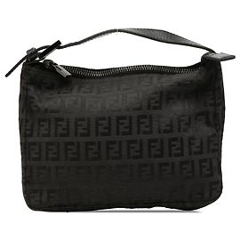 Black Fendi Zucchino Canvas Handbag Grey
