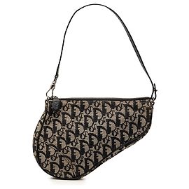 Bolsa de Ombro Pochette Saddle Mini Diorissimo em tela preta Dior Preto