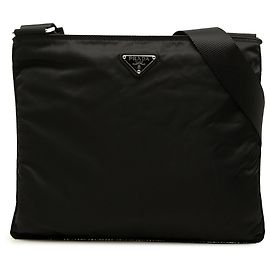 Borsa a tracolla Prada Tessuto nera con zip Nero