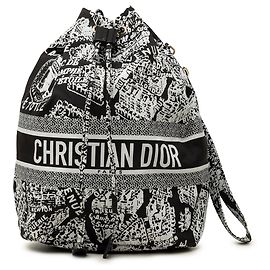 Autre Marque Pochette à cordon DiorTravel Plan de Paris en tissu technique noir Dior Noir