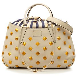 Sac Satchel Fendi B Fab Medium en veau clouté blanc Blanc