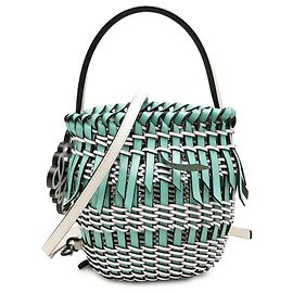 Saco Bucket de Franjas em Pele Bicolor Verde LOEWE Verde