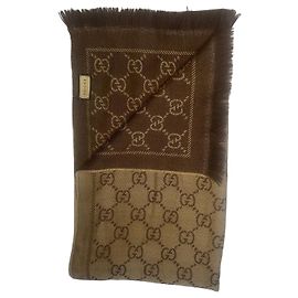 Gucci Écharpe GG Supreme Laine Marron Marron