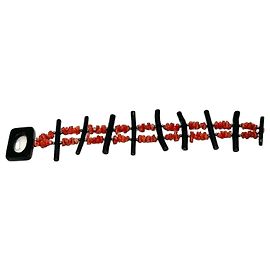 Autre Marque Natural Red and Black Coral Bracelet in S925 Silver Black Red