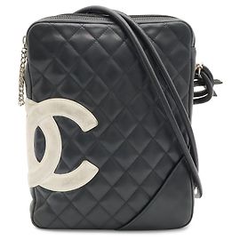 Bolsa de ombro pochette média CHANEL Cambon Line Coco Mark Preto Branco