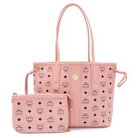 MCM Liz Shopper Bag Small Visetos Tote Shoulder Rosa