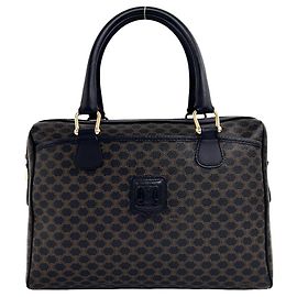 Céline CELINE Vintage Macadam Blazon Pattern Handtasche Braun Schwarz