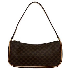 Céline Celine Macadam Blazon Triomphe Pattern Leather Mini Shoulder Bag Brown