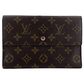 Louis Vuitton Vintage Brown Monogram Canvas Pochette Passport Holder Wallet Brown