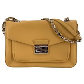 Fendi Borsa a tracolla a baguette in pelle nappa gialla Giallo