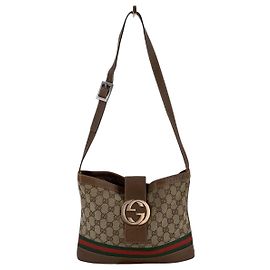 Gucci Sac à épaule Vintage en toile marron GG Interlocking Web Édition Limitée Marron