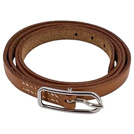 Hermès Bracciale Hermes Hapi Triple Tour in pelle Tan M Brown/Silver Leather Beige