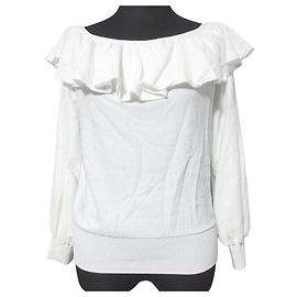 Autre Marque La boutique BonBon Spangle Ruffle Off-Shoulder Knit Blanco