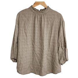 Autre Marque MACKINTOSH PHILOSOPHY Stand Frill Check Blouse Bege