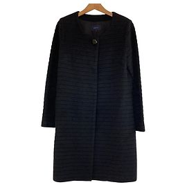 Autre Marque SHIPS Wool Angora Blend Collarless Coat Black