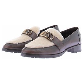 Autre Marque Mocassins de shearling e couro envernizado Marrom