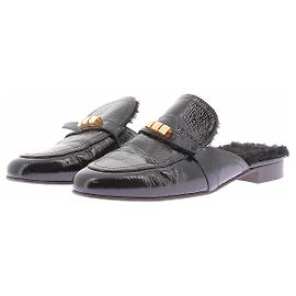 Autre Marque Mules de cuero charol negro Negro