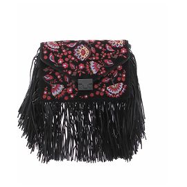 Loeffler Randall Sac à main Randall en daim brodé à franges Black
