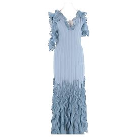 Abito lungo blu in viscosa Alexander Mcqueen Blu