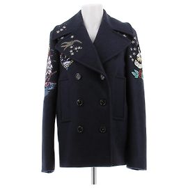 Valentino Garavani Marineblauer bestickter Mantel Marineblau