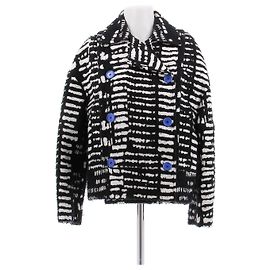 Proenza Schouler Chaqueta blanca y negra con botones azules Negro