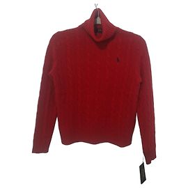 Polo Ralph Lauren roter Rollkragenpullover aus Wolle Rot