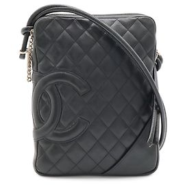 Chanel Cambon Line Coco Mark Medium Pochette Shoulder Bag Black White