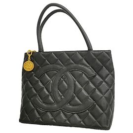 Chanel Black Grained Calfskin Tote Bag Black
