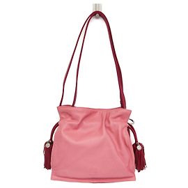 Bolsa de Ombro em Couro Loewe Flamenco para Mulher Rosa Roxo