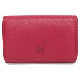 Loewe Anagram Compact Wallet in Wine Dark red