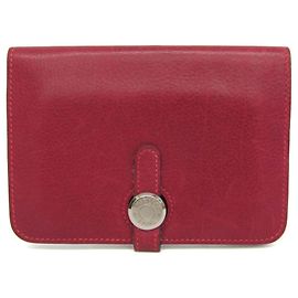 Hermès Monedero Hermes Dogon Compact en piel roja Roja