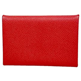 Hermès Hermes Calvi Business Card Holder Red