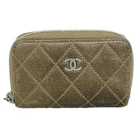 Portamonete Chanel in vitello granulato marrone Marrone