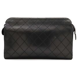 Chanel Bicolor Matelassé Clutch Bag Black