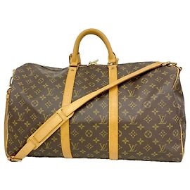 Louis Vuitton Brown Boston Monogram Keepall Bandoulière 50 Marrom