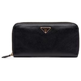 Cartera de viaje Prada Black Saffiano Zip Around Negro
