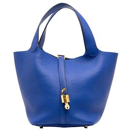 Hermès Blue Clemence Picotin Lock 18 Azul
