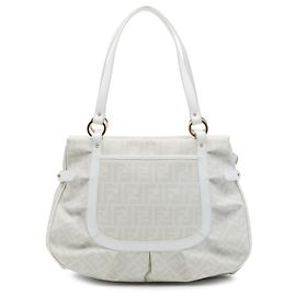 Borsa Tote Chef Fendi Zucca Spalmati Large Bianca Bianco