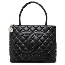 Sac Tote Chanel Black Caviar Medallion Noir