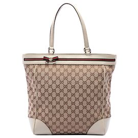 Gucci Mayfair Tote aus beigem GG Canvas und Web Andere